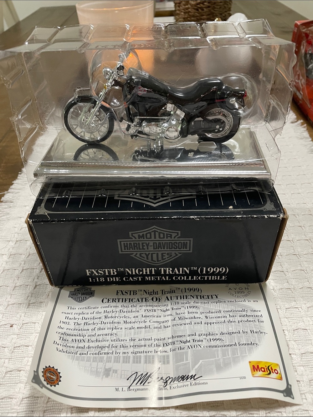 Harley-Davidson Black & Chrome FXSTB Night Train Die-Cast Model
